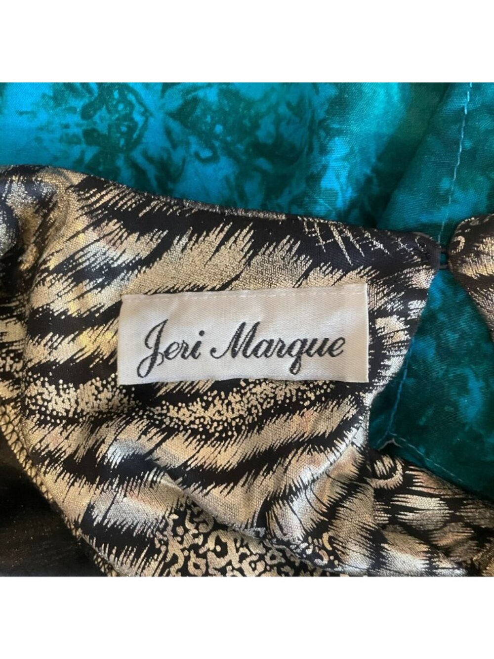 80s Vintage Jeri Marque Gold & Black Metallic Tiger Print Top OSFM - Picture 5 of 5
